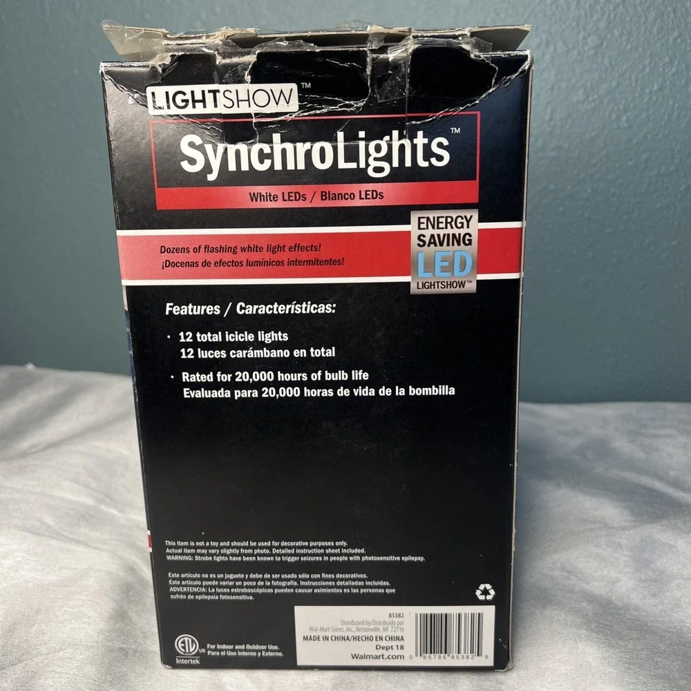 Gemmy LED SynchroLights 12-Count LED‎ Icicle Lights Brilliant White 2013